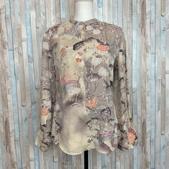Citron Jackets & Blazers - Citron Santa Monica XL 100% Ramie Linen Button Front Jacket Boho Lagenlook Asian